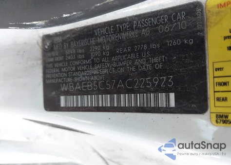 2010 BMW 650I from USA, damaged, VIN WBAEB5C57AC225923